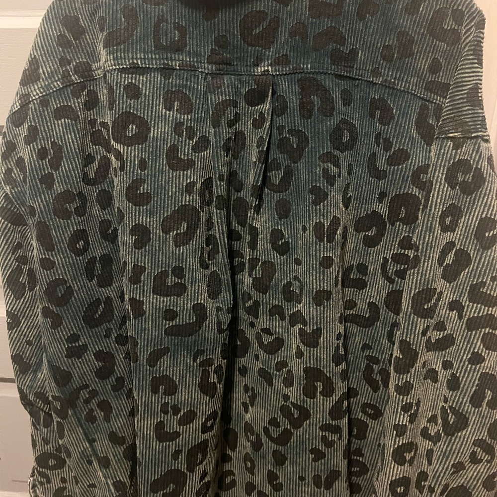 Corduroy Leopard Shacket Oversized | Blue & Black NWOT - Picture 5 of 7